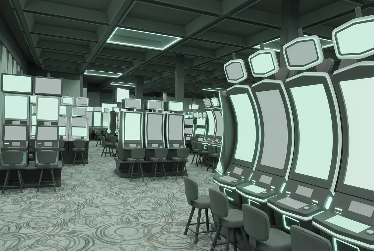 Slot floor at Pickering Casino Resort, rendered